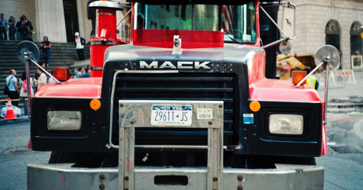 Mack truck with New York license plate