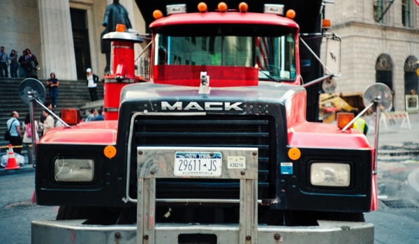 Mack truck with New York license plate